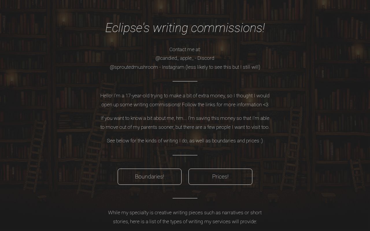 Writing Commissions!